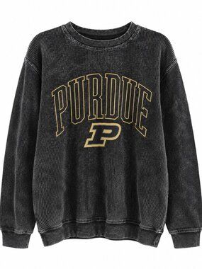 Pressbox Purdue Boilermakers Women's Vintage Wash Crewneck Sweatshirt L